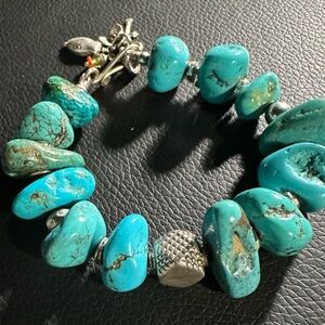 Kingman turquoise very chunky bracelet sterling silver